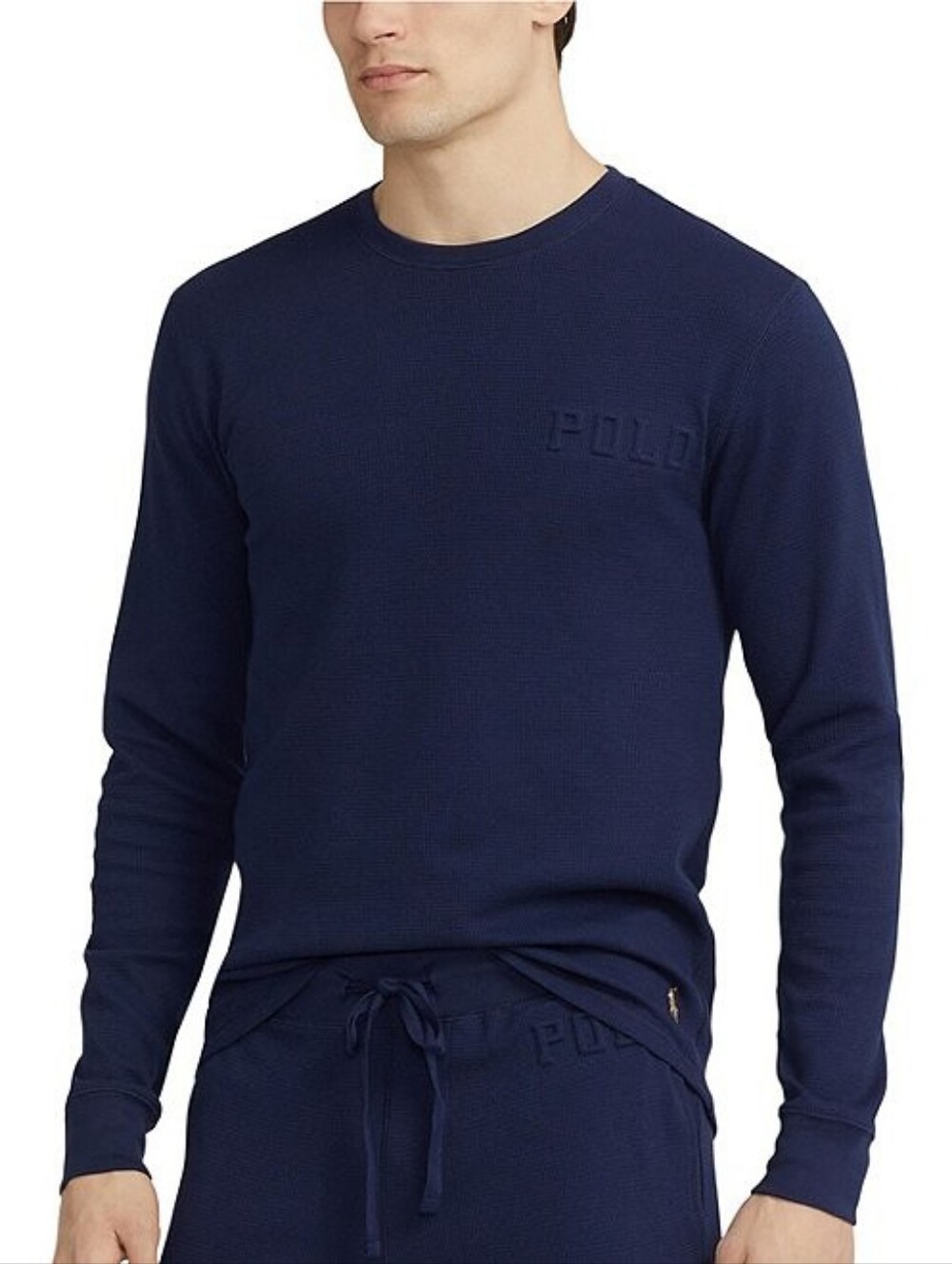 POLO RALPH LAUREN Men Crewneck Sleepwear Beige Size Medium Waffled Texture